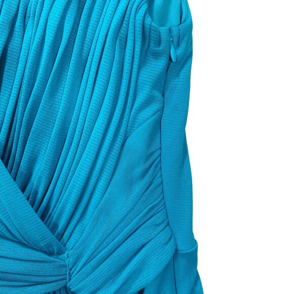 Turquoise sleeveless V-neck ruched dress size 8 - Picture 9 of 14